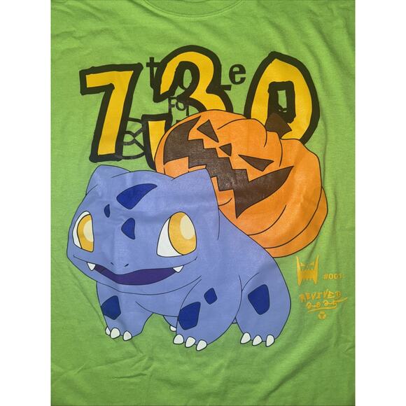 Asspizza x Pokémon Halloween Bulbasaur T-Shirt Green Large 21x29 Limited Graphic - Picture 2 of 6